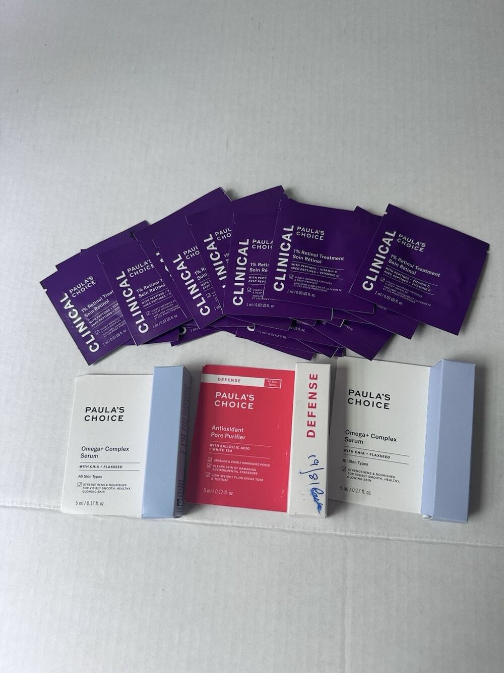 Paula’s choice skin care sample 29 pieces set Retinol, Omega Serum, Exfoliant